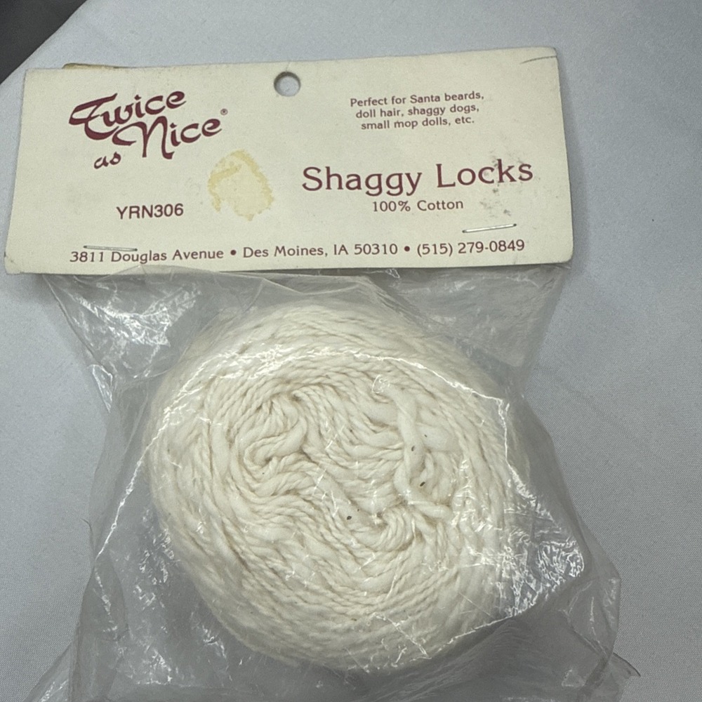 "Twice as Nice" Packaged White Doll Hair (Shaggy Locks) YRN306 NEW